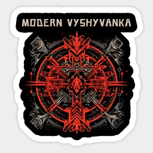 Ukrainian Modern Embroidery with Elements of Ancient Slavic Runes Sticker